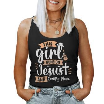 This Girl Runs On Jesus And Country Music Christian Girls Women Tank Top - Monsterry DE