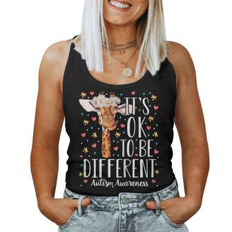 Girls Autism Giraffe It's Ok To Be Different Autistic Women Tank Top - Monsterry CA