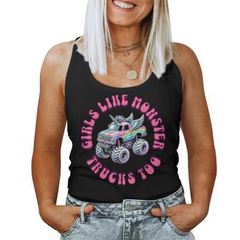 Girls Like Monster Trucks Too Toddler Girl Monster Truck Women Tank Top - Seseable