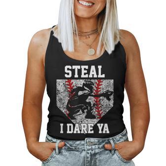 Girls Softball Catcher Steal I Dare Ya Player Women Tank Top - Monsterry UK