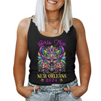 Girls Trip New Orleans 2024 Girl Mardi Gras Mask Beads Women Tank Top - Seseable