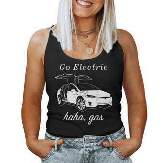 Go Electric Haha Gas Electric Cars Zero Emissions Women Tank Top - Monsterry UK