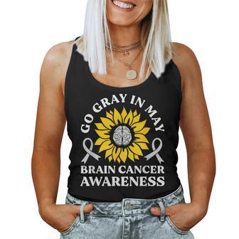 Go Gray In May Brain Cancer Awareness Sunflower Women Tank Top - Seseable