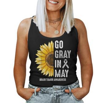 Go Gray In May Support Rainbow Brain Cancer Tumor Awareness Women Tank Top - Seseable