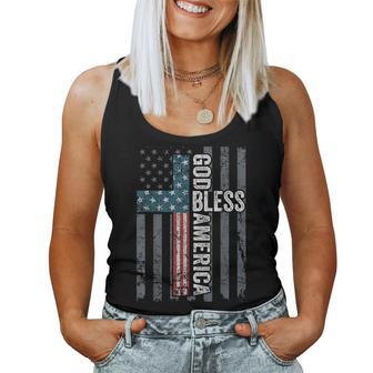 God Bless America Patriotic Christian Cross Usa Flag Women Tank Top - Monsterry DE