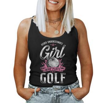 Golf Girl Vintage Never Underestimate A Girl Who Plays Golf Women Tank Top | Mazezy AU