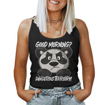 Good Morning Graphic Sarcasm Adult Grumpy Panda Women Tank Top - Thegiftio UK