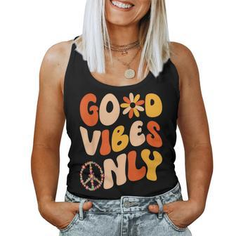 Good Vibes Only Peace Love 60S 70S Tie Dye Groovy Hippie Women Tank Top - Seseable