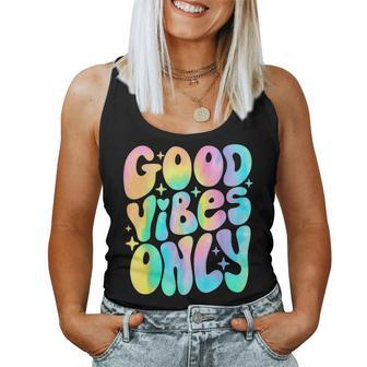 Good Vibes Only Tie Dye Groovy Retro 60S 70S Peace Love Women Tank Top - Monsterry UK