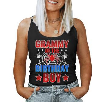Grammy Of The Birthday Boy Costume Spider Web Party Grandma Women Tank Top - Thegiftio UK