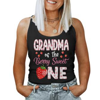 Grandma Of The Berry Sweet One Strawberry First Birthday Women Tank Top - Thegiftio UK