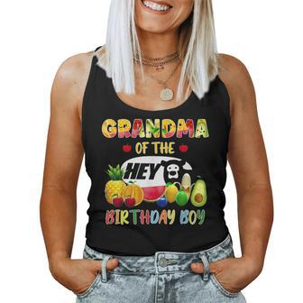 Grandma Of The Birthday Boy Family Fruit Hey Bear Birthday Women Tank Top - Seseable