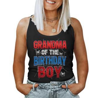 Grandma Of The Birthday Boy Matching Family Spider Web Women Tank Top - Monsterry