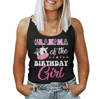 Grandma Of The Birthday Girl Family Matching Farm Cow Women Tank Top | Mazezy