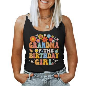 Grandma Of The Birthday Girl Groovy Themed Family Matching Women Tank Top - Thegiftio UK