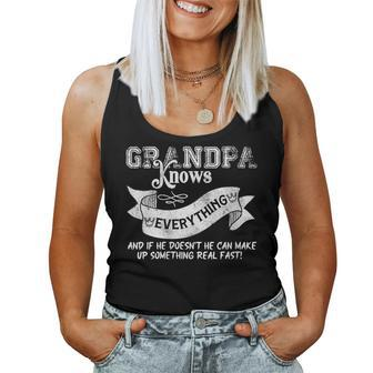 Grandpa Knows Everything Vintage Father's Day Women Tank Top - Monsterry