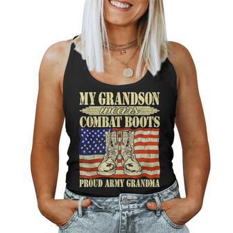 My Grandson Wears Combat Boots Military Proud Army Grandma Women Tank Top - Monsterry DE