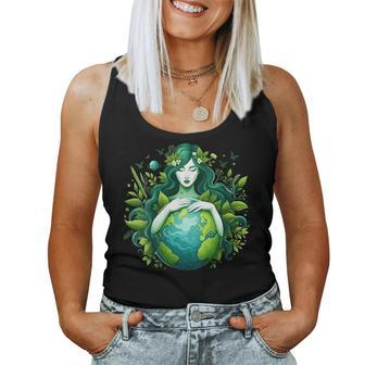 Green Mother Earth Day Gaia Save Our Planet Hippie Women Tank Top - Seseable