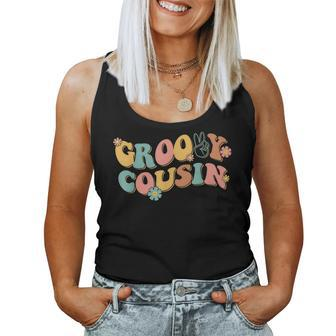 Groovy Cousin Birthday Flower Hippie Vibes Power Family Women Tank Top - Seseable