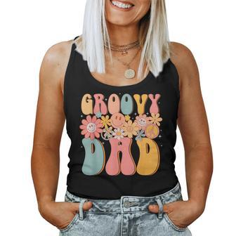 Groovy Dad Retro Fathers Day Colorful Peace Sign Smile Face Women Tank Top - Monsterry UK