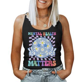 Groovy Mental Health Matters Flower Autism Smile Face Men Women Tank Top - Monsterry AU