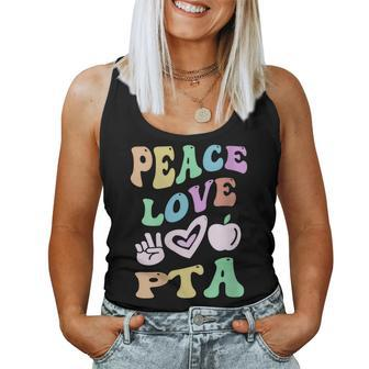 Groovy Peace Love Pta Retro Parent Teacher Association Mom Women Tank Top - Monsterry DE