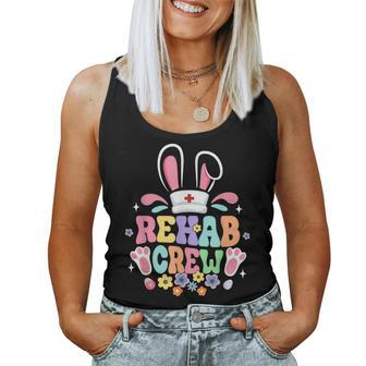 Groovy Rehab Crew Rehab Nurse Bunny Ear Flower Easter Women Tank Top - Monsterry UK
