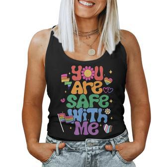 Groovy You Are Safe With Me Lgbtq Pride Month Women Tank Top - Monsterry