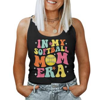 Groovy In My Softball Mom Era Mom Life Game Day Vibes Mama Women Tank Top - Monsterry