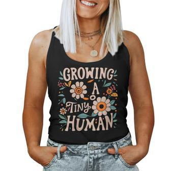 Growing A Tiny Human Floral Flowers Pregnancy Women Tank Top | Mazezy CA