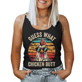 Guess What Chicken Butt Retro Vintage Chicken Meme Women Tank Top - Monsterry