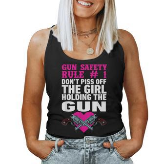 Gun Safety Rule Don't Piss Of The Girl Holding The Gun Women Tank Top - Thegiftio UK