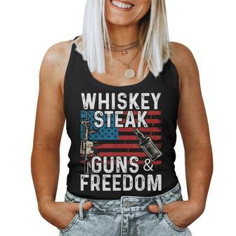 Guns Whiskey Steak Freedom Whiskey Bourbon Women Tank Top - Monsterry