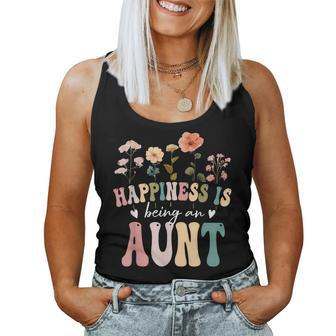 Happiness Is Being An Aunt Floral Aunt Mother's Day Women Tank Top - Thegiftio UK