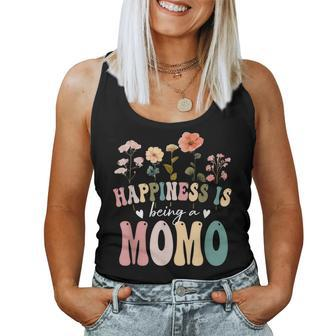 Happiness Is Being A Momo Floral Momo Mother's Day Women Tank Top | Mazezy