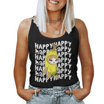 Happy Banana Cat Meme Bananacat Happy Kitty Cat Lovers Meme Women Tank Top - Thegiftio UK