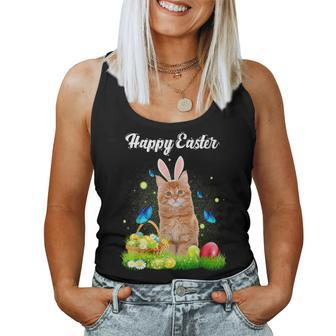 Happy Easter Day Bunny Cat Eggs Basket Cat Lover Women Tank Top - Monsterry UK