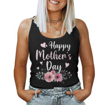 Happy Mother's Day With Floral Mom Mommy Grandma Womens Women Tank Top - Monsterry
