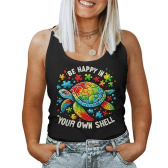 Be Happy In Your Own Shell Autism Awareness Rainbow Turtle Women Tank Top - Monsterry AU