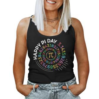 Happy Pi Day Math Teacher Colorful Spiral Pi Numbers 314 Women Tank Top - Seseable