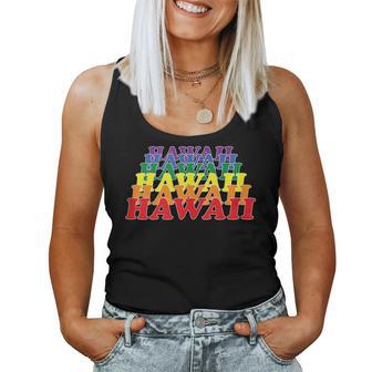 Hawaii State Gay Pride Rainbow Word Women Tank Top - Monsterry UK