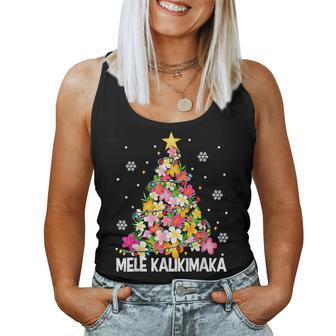 Hawaiian Floral Christmas Tree Mele Kalikimaka Tropical Xmas Women Tank Top | Mazezy AU