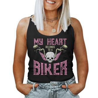 My Heart Belongs To A Biker Motorcycle Motorbike Girls Women Tank Top - Seseable