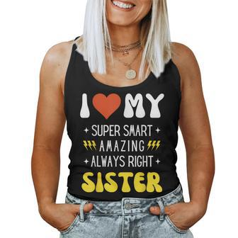 I Heart Love My Sister Family Matching Retro Women Tank Top - Monsterry AU