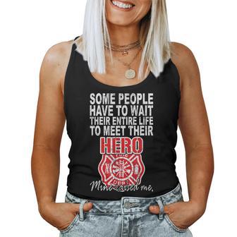 My Hero Raised Me Daughter Son Firefighter Dad Mom Women Tank Top - Monsterry DE