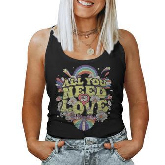 Hippie Peace Love Flower Power Retro Festival Protest Women Tank Top - Monsterry