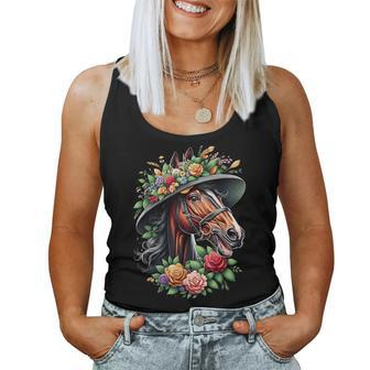Horse Lover Women's Horse Wearing Derby Hat Women Tank Top | Mazezy UK