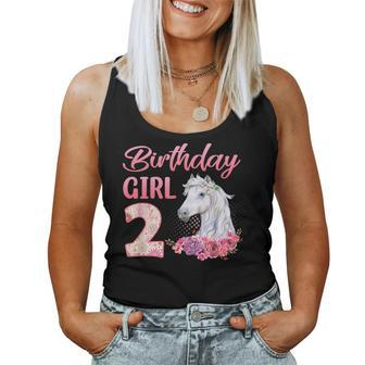 Horse Lovers 2Nd Birthday Girl Cute 2 Year Old Women Tank Top - Monsterry