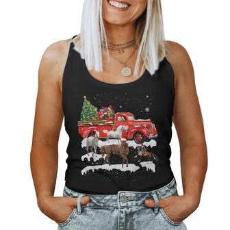 Horse Riding Red Truck Merry Christmas Farmer X-Mas Ugly Women Tank Top - Monsterry CA