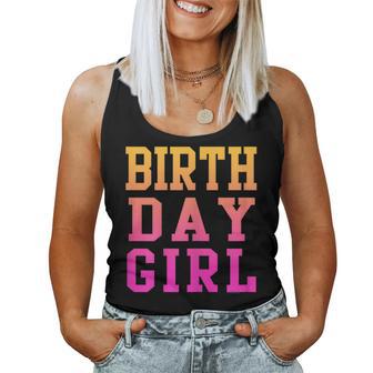 Hot Pink Orange Ombre Birthday Girl Ladies Women Tank Top - Monsterry CA